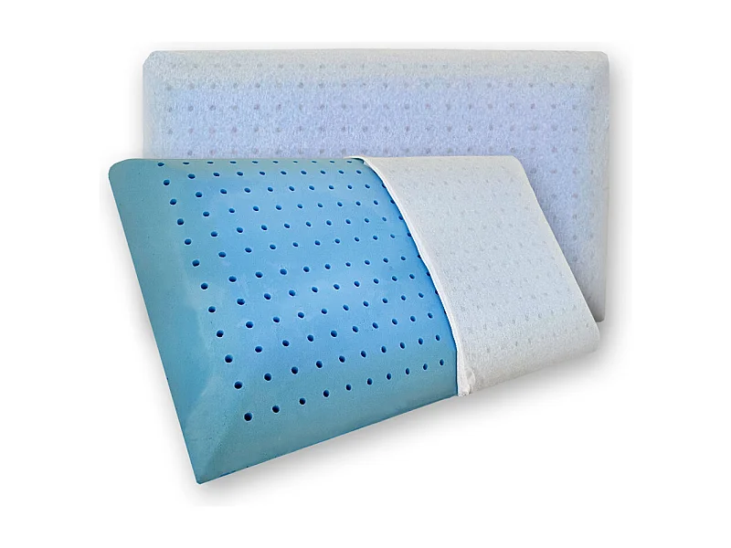 Coppia cuscini memory polar fresco traspirante microforato, blu con maglina - Comprarredo