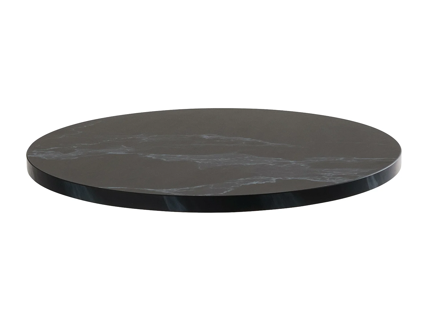 Table à manger ronde 60 cm pied blanc et revêtement marbre noir