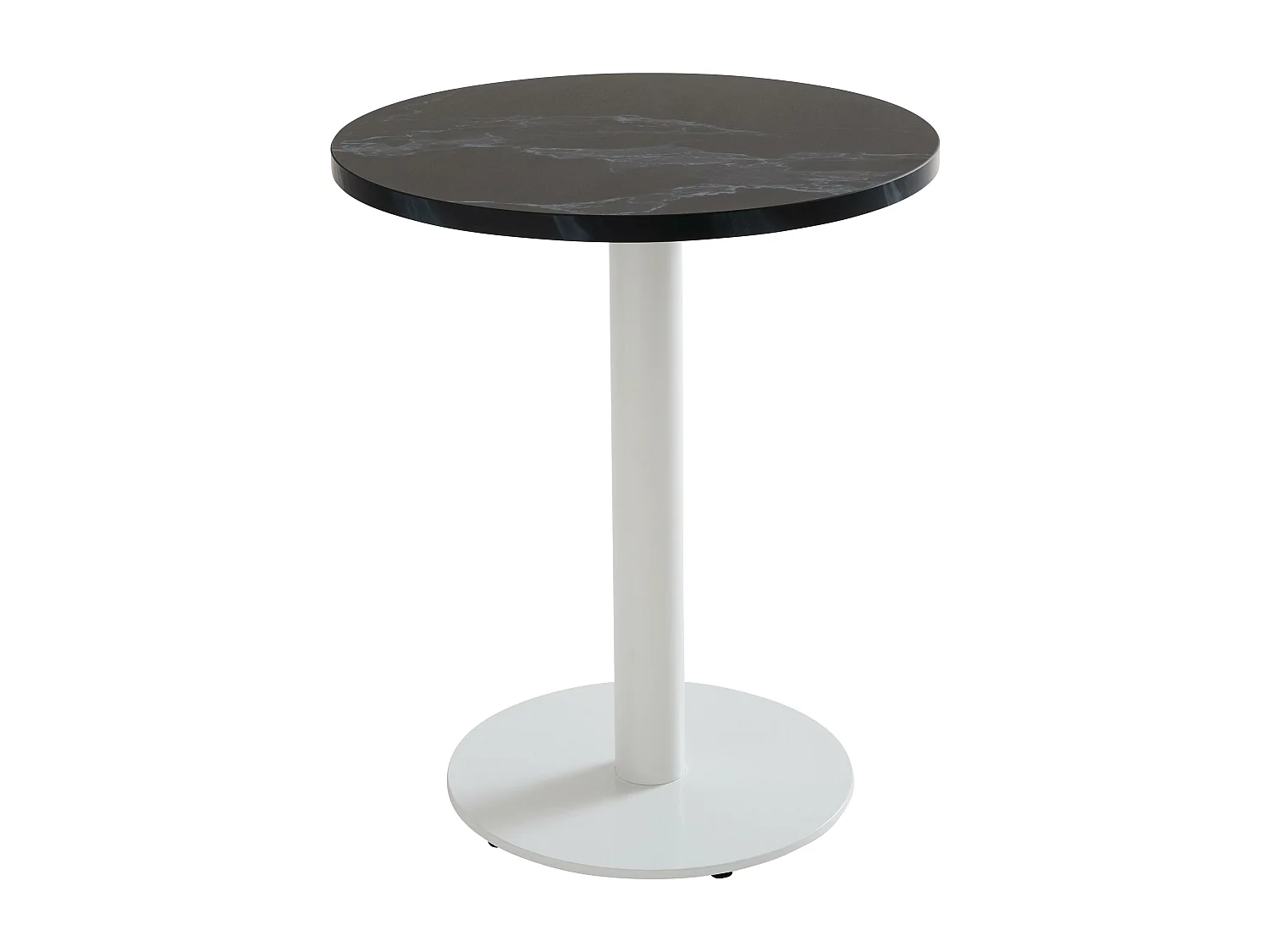 Tafel ronde eettafel 60 cm witte voet en zwarte marmeren bekleding