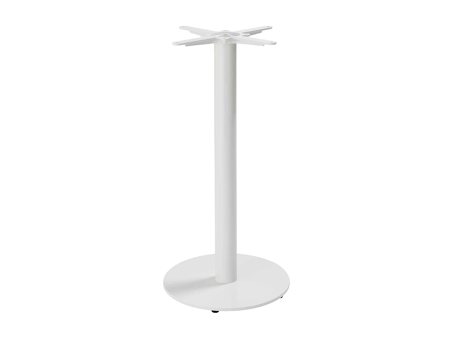 Table haute ronde 60 cm pied blanc et revêtement béton gris clair