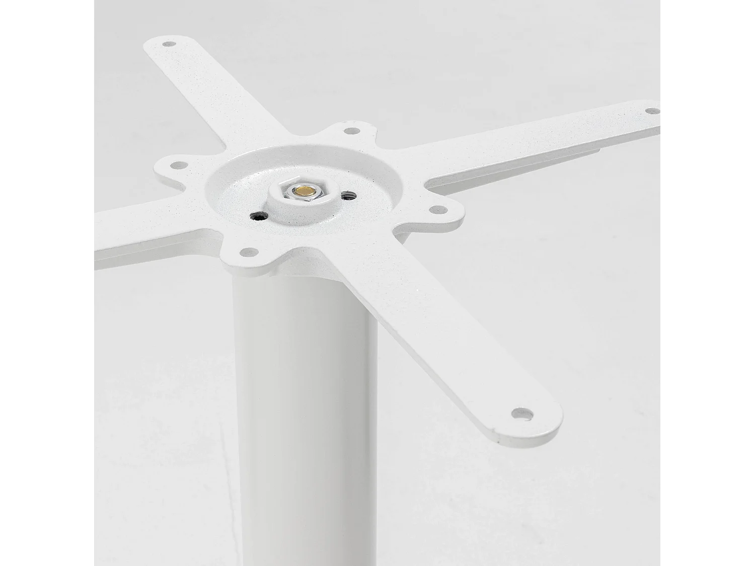 Table haute ronde 60 cm pied blanc et revêtement béton gris clair