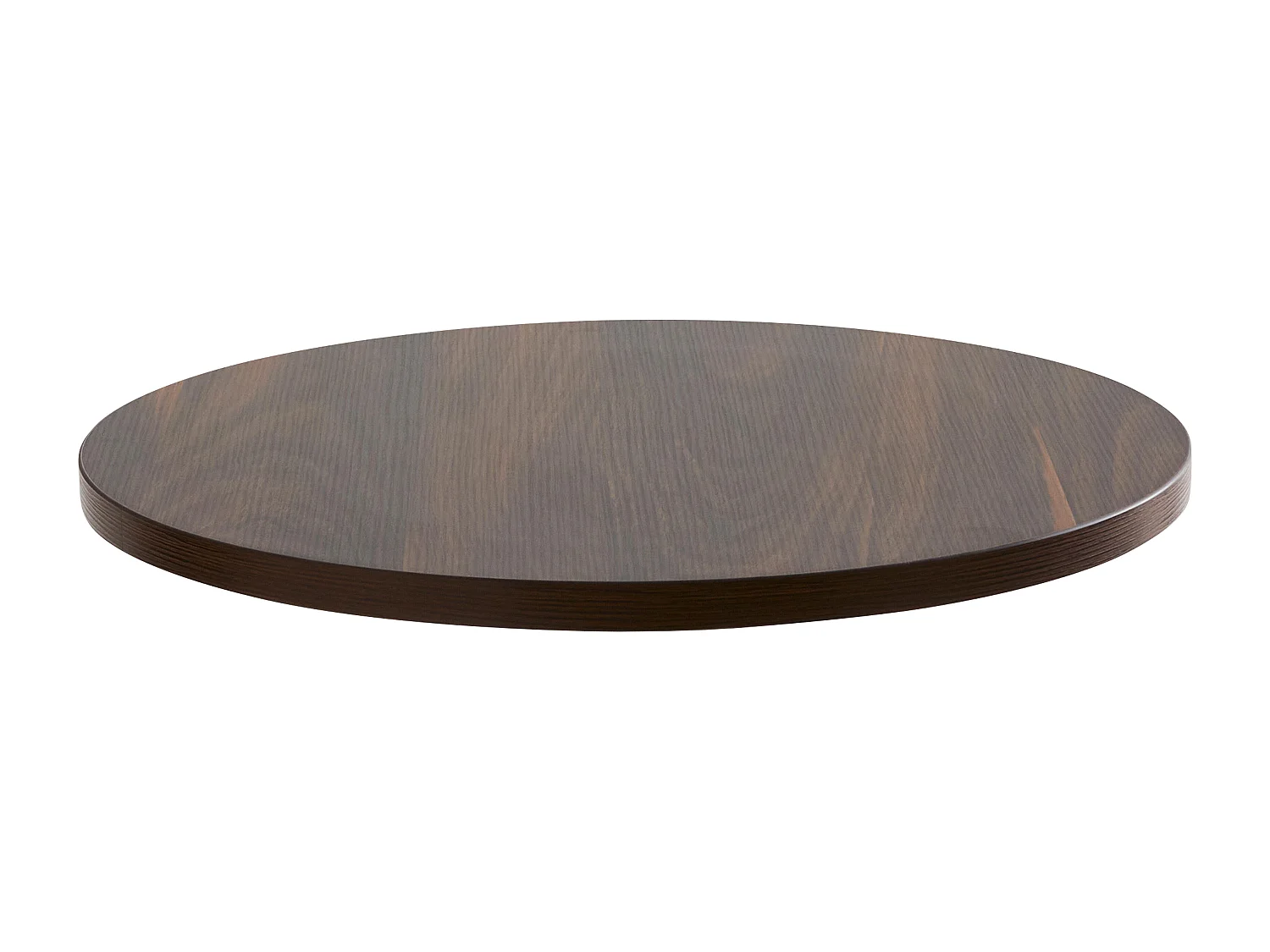 Table haute ronde 60 cm pied blanc et revêtement bois foncé