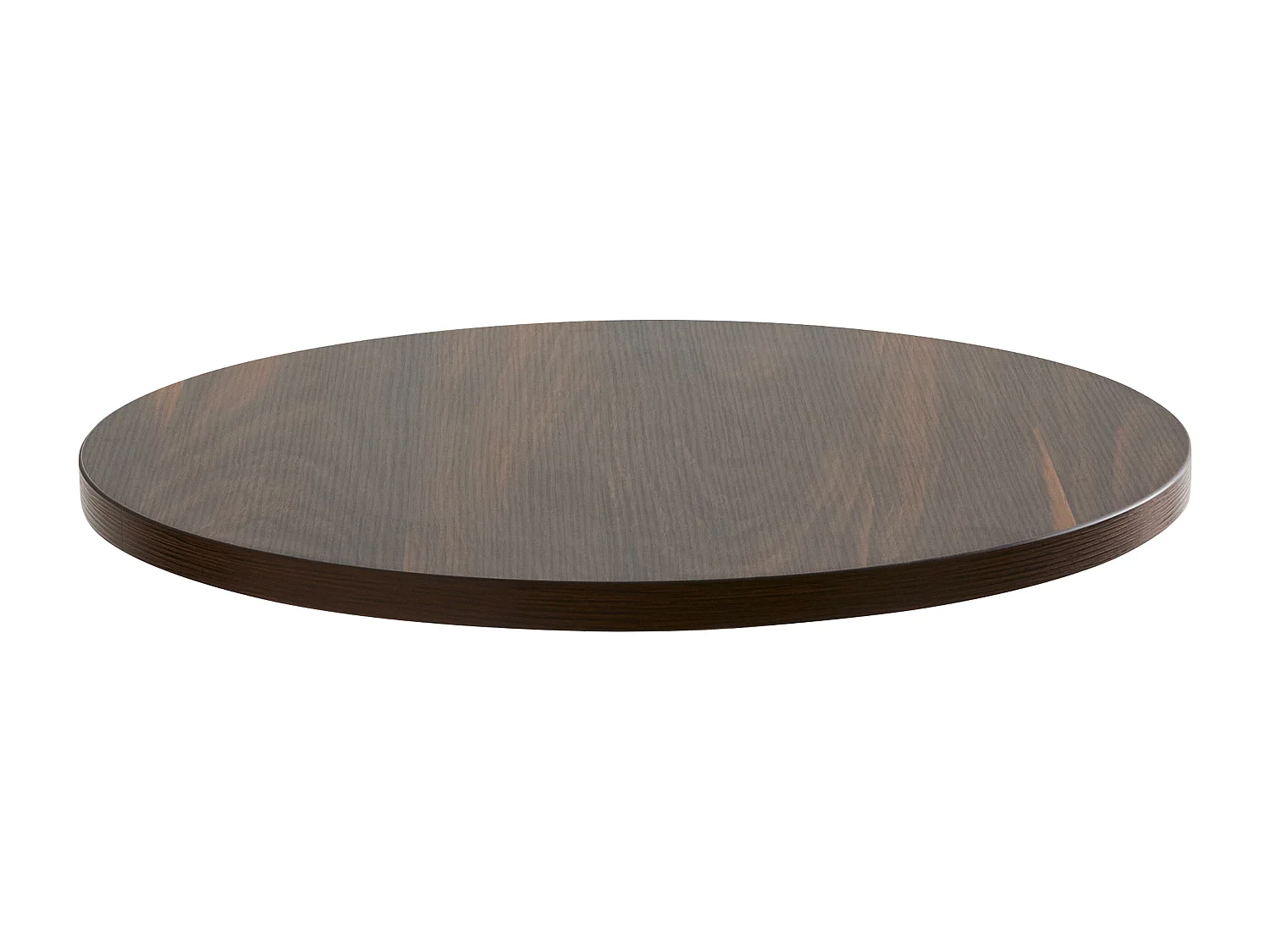 Table à manger ronde 60 cm pied blanc et revêtement bois foncé