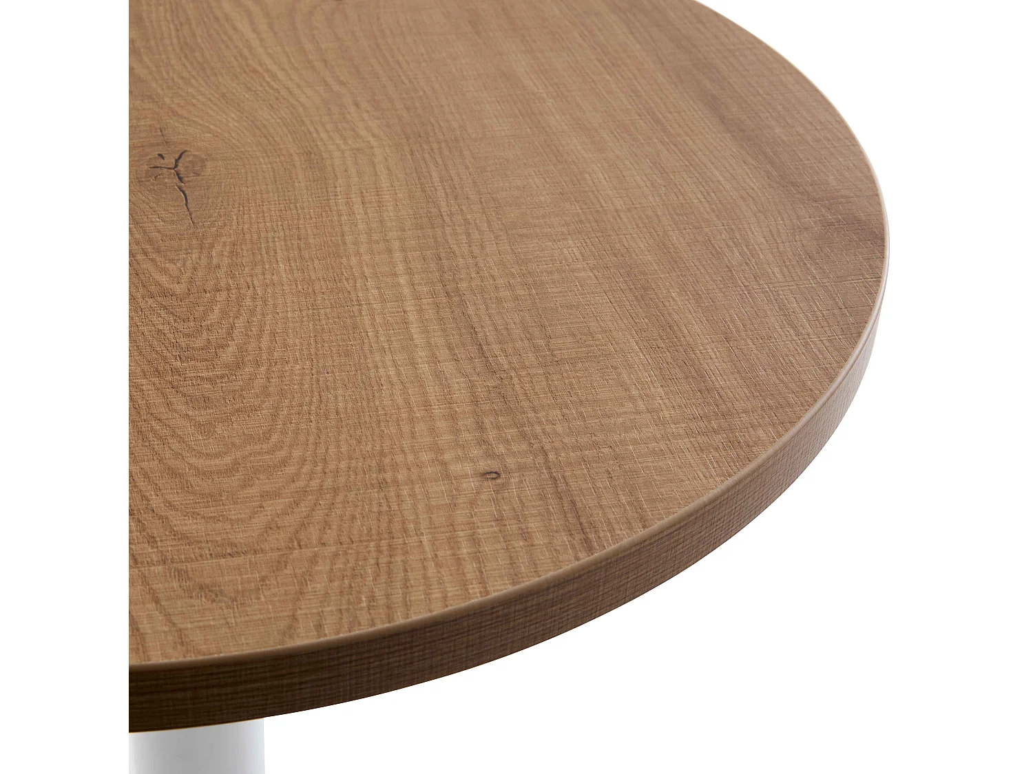 Table à manger ronde 60 cm pied blanc et revêtement bois clair