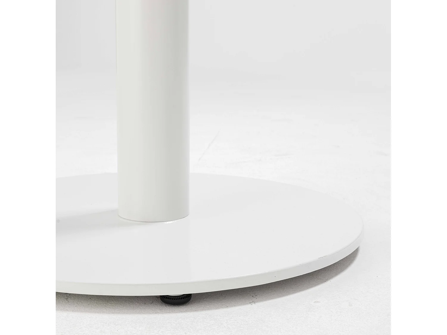 Table à manger ronde 60 cm pied blanc et revêtement bois clair