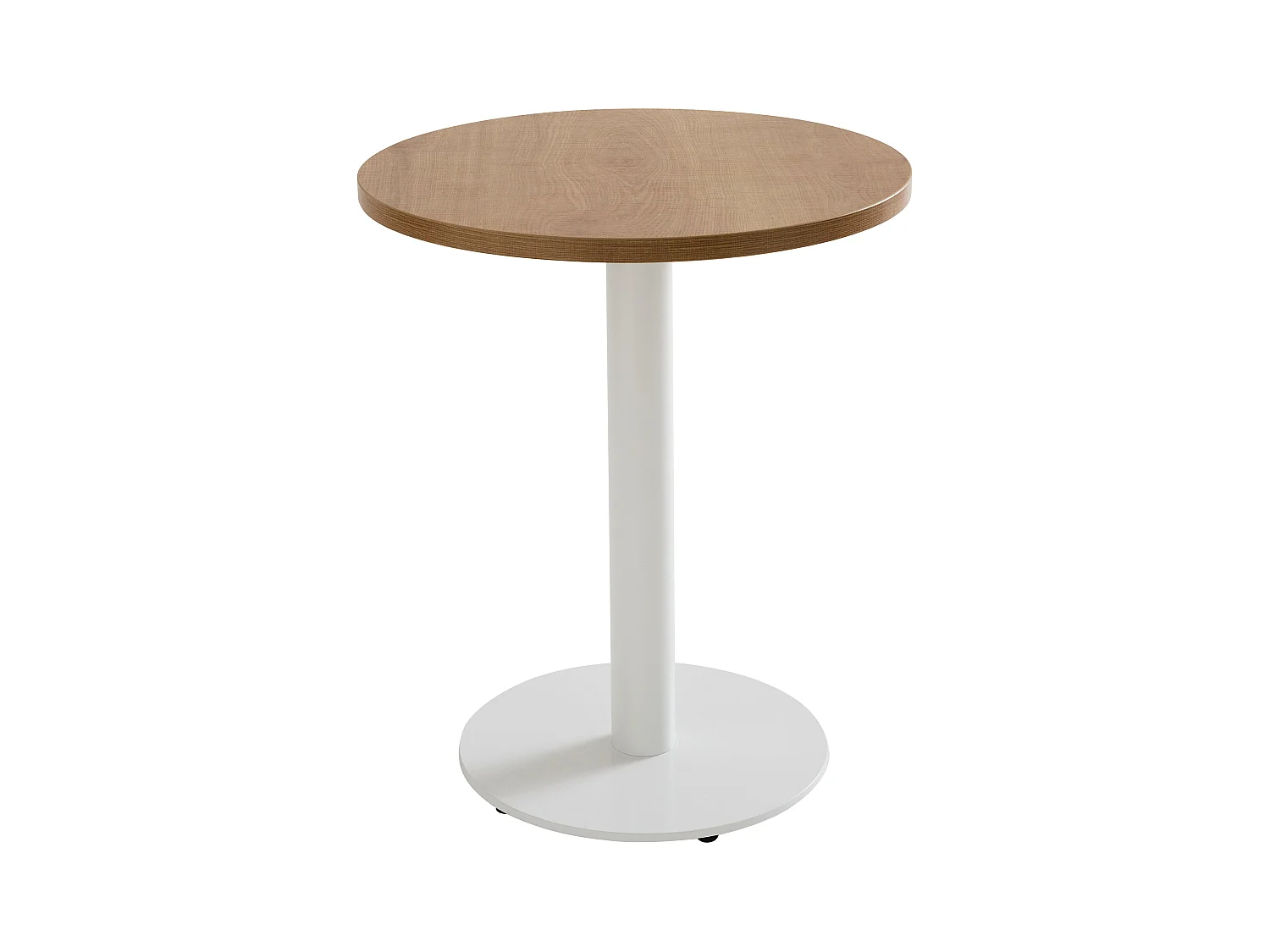 Table à manger ronde 60 cm pied blanc et revêtement bois clair