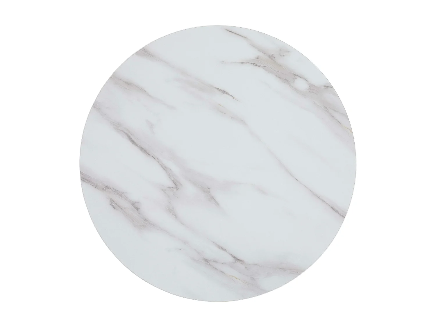 Table haute ronde 60 cm pied blanc et revêtement marbre blanc