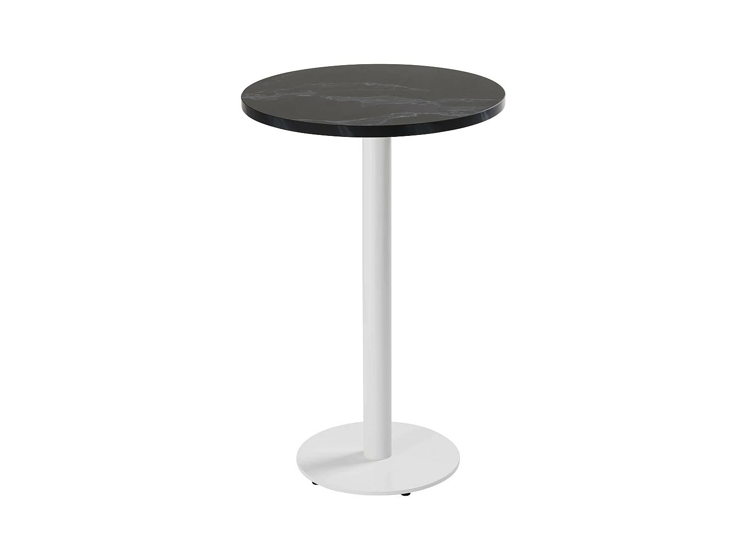 Tafel hoog rond 60 cm witte poot en zwarte marmeren bekleding