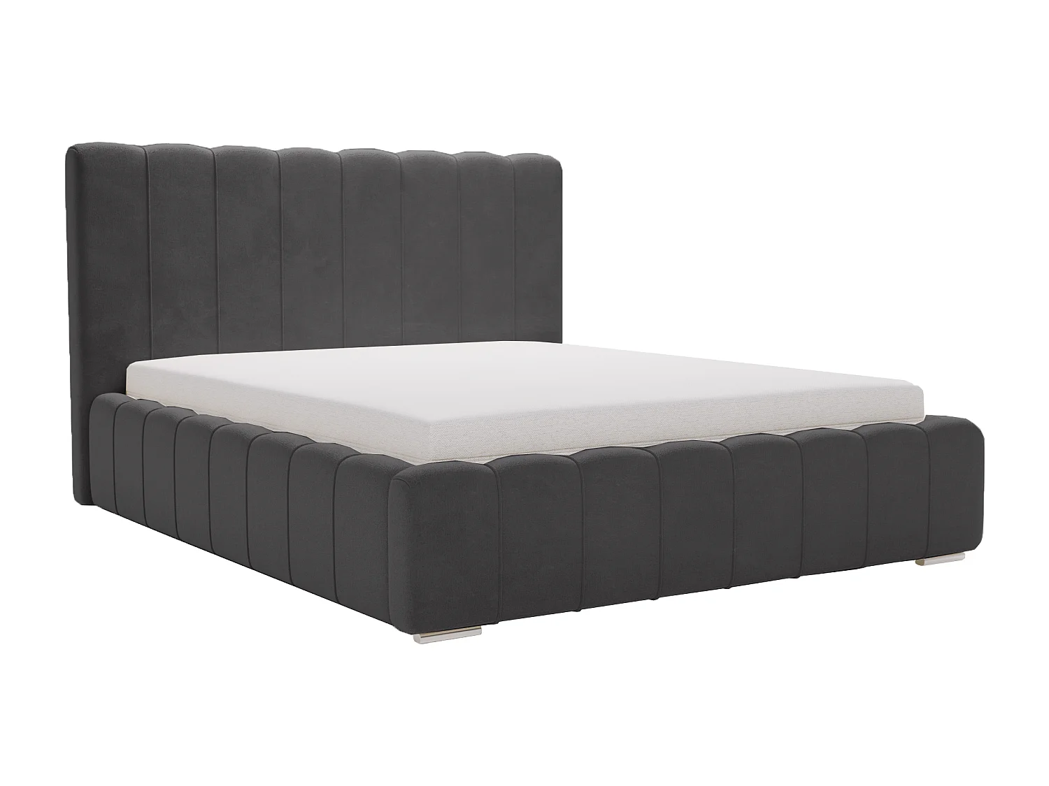 Emporius Lisbon gestoffeerd bed 180x200 met opbergruimte - bed 180x200, tweepersoonsbed fluwelen Zwart (Komodo 23)
