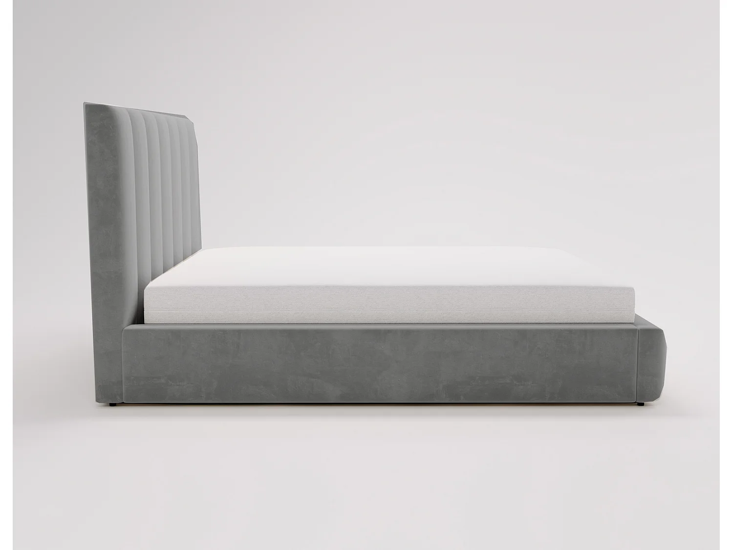 Emporius Velor Polsterbett 160x200 mit Bettkasten, Doppelbett, Kopfteil, Samtstoff, Bett Grau (Magic Velvet 2217)