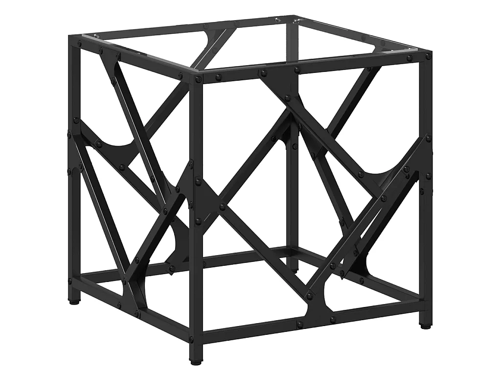 Table basse avec dessus en verre transparent 40x40x41 cm acier