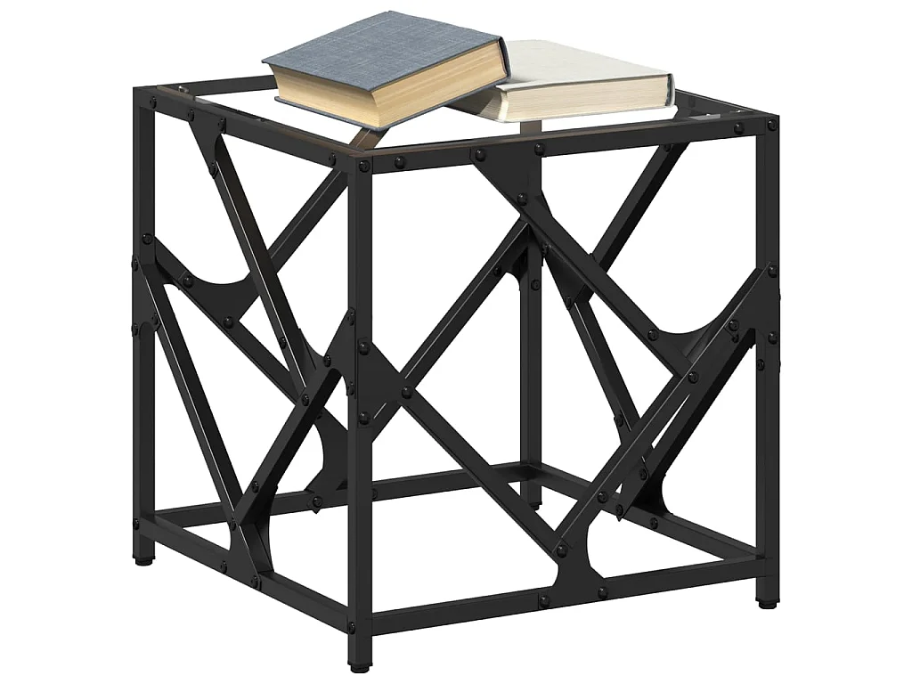 Mesa de centro c/ topo em vidro transparente 40x40x41 cm aço