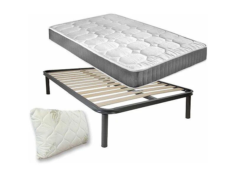 Set letto piazza e mezza 120x190 con rete ortopedica flessibile, materasso a molle rigido Panama e cuscino fiocco memory - Comprarredo