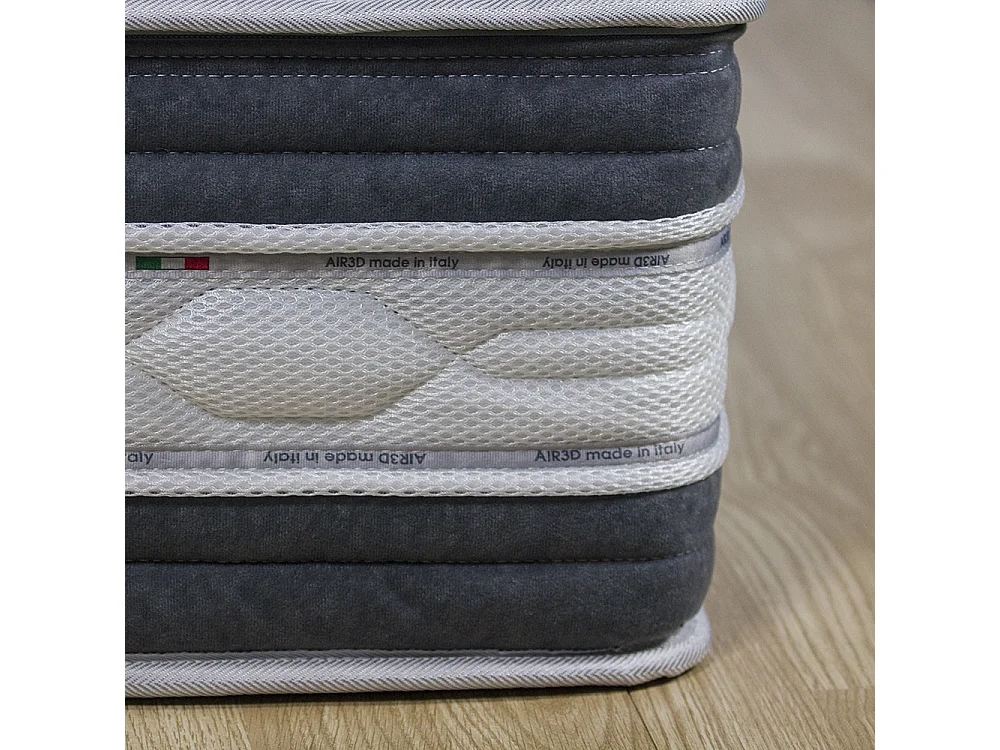 Materasso Tenerife a molle insacchettate e memory, matrimoniale 160x190 H25, sfoderabile, fodera Silver – Comprarredo