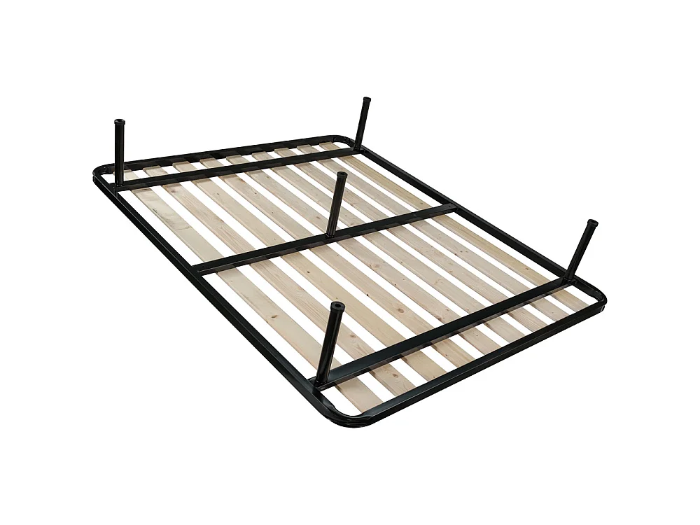 Rete matrimoniale ortopedica 160x200 a doghe verticali, struttura in legno massello, telaio metallico, 5 piedi e triplo supporto - Comprarredo