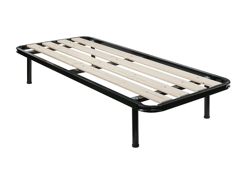 Rete ortopedica singola 90x200 con doghe verticali in legno massello da 9 cm, telaio in metallo e piedi inclusi - Comprarredo