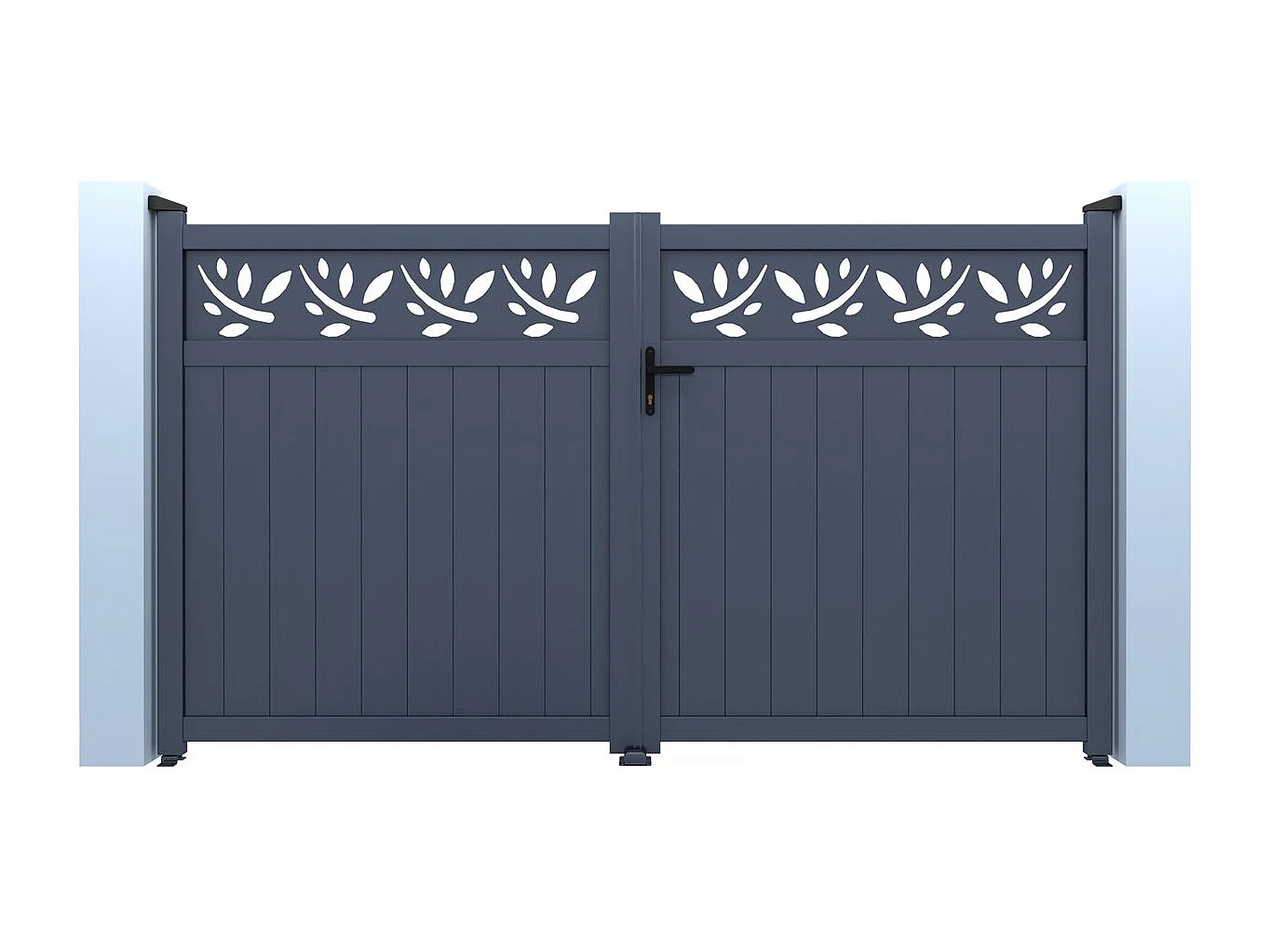 Półotwarta brama aluminiowa z motywem "Maya" - 300 x 180 cm - Szary