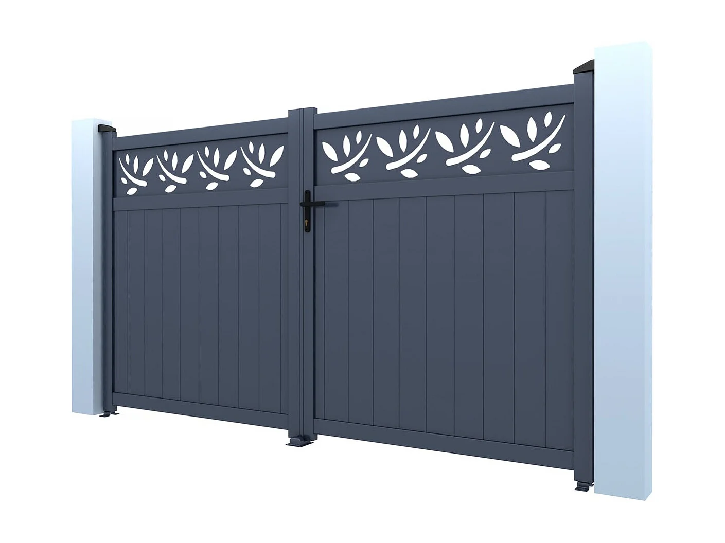 Półotwarta brama aluminiowa z motywem "Maya" - 300 x 180 cm - Szary
