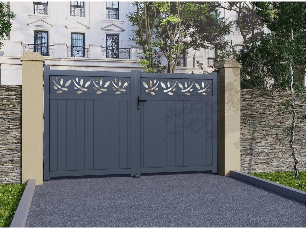 Portal de aluminio semiperforado "Maya" 300 x 180 cm Gris - Diseño Moderno y Resistente