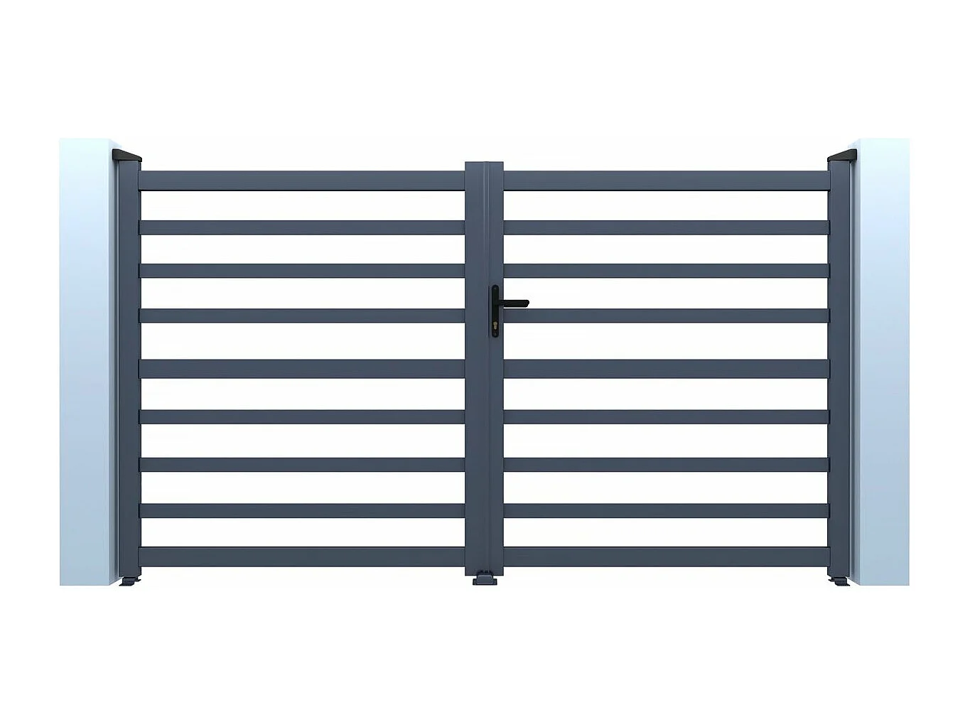 Portail aluminium ajouré "Martin" - 340 x 180 cm - Gris