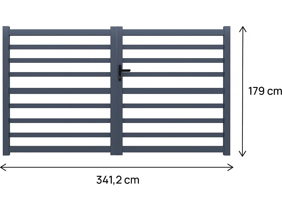 Brama aluminiowa ażurowa "Martin" - 340 x 180 cm - Szara