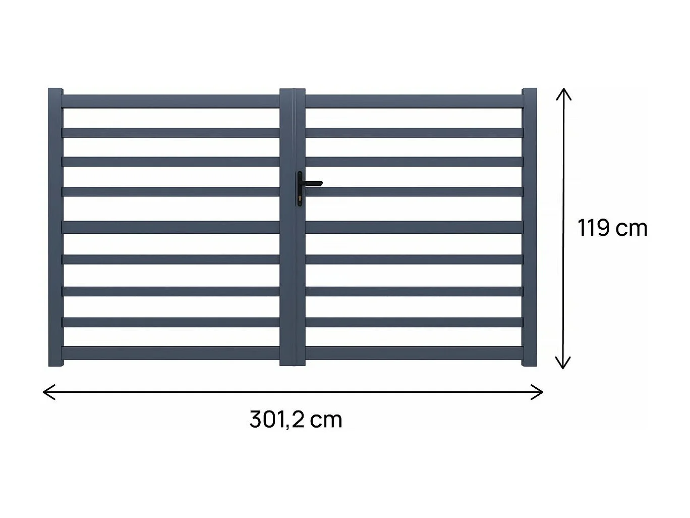 Geperforeerde aluminium poort "Martin" 300 x 120 cm Grijs