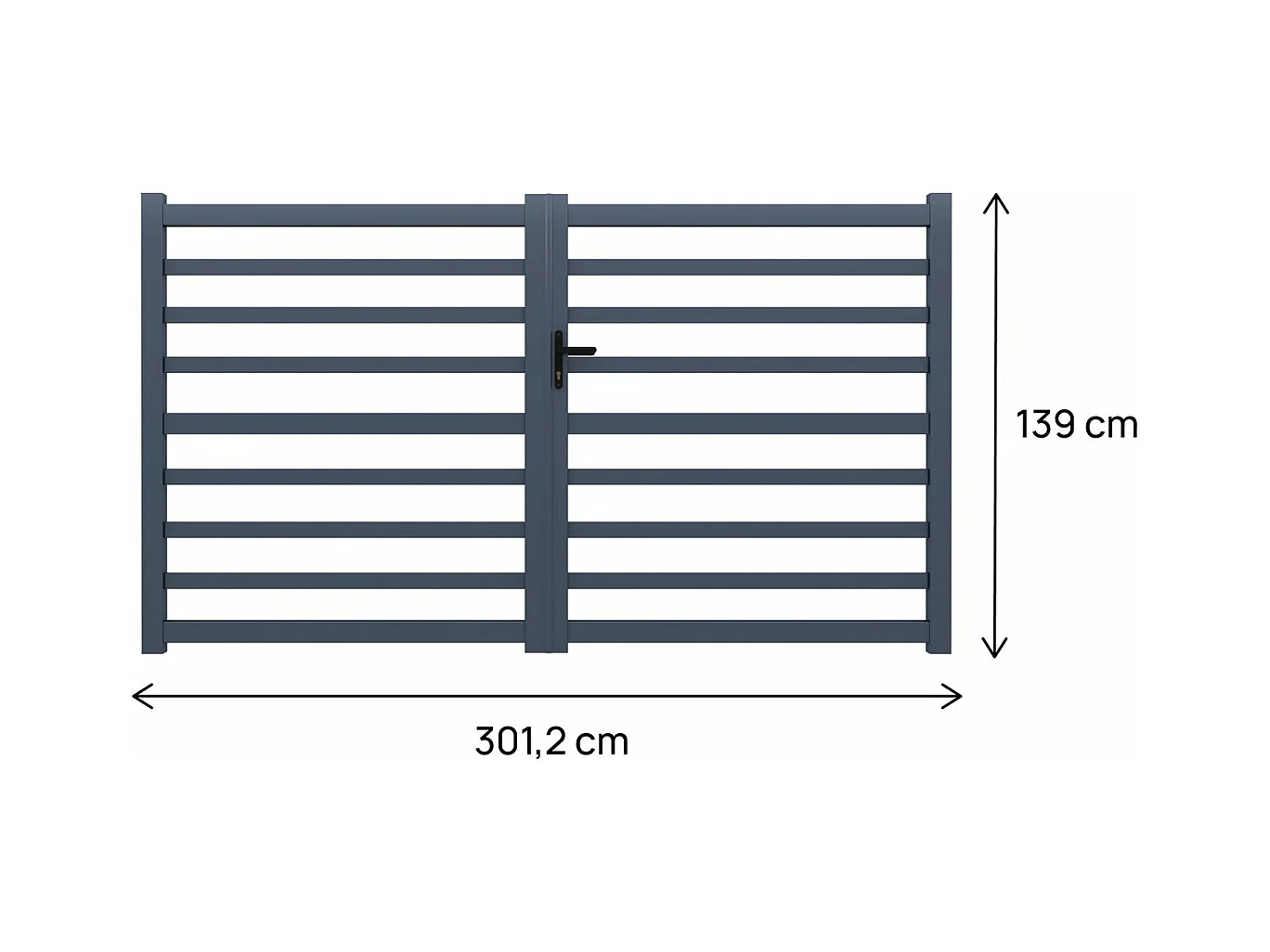 Aluminium-Gittertor "Martin" 300 x 140 cm Grau