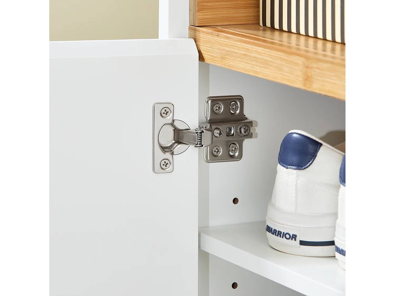 SoBuy Meuble Entrée Multifonctionnel avec Tiroir, 2 Portes et Étagères Réglables, L60xP34xH85 cm, FSB97-WN