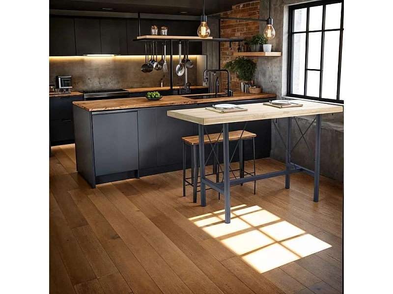 Mesa alta Bistro Negro - Roble