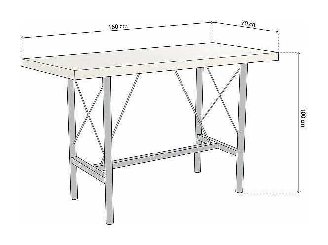 Mesa alta Bistro Negro - Roble