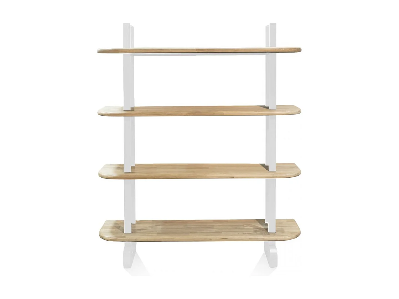 Estantería alta de 4 baldas en madera de roble y estructura en blanco 180 cm Padma Blanco - Roble