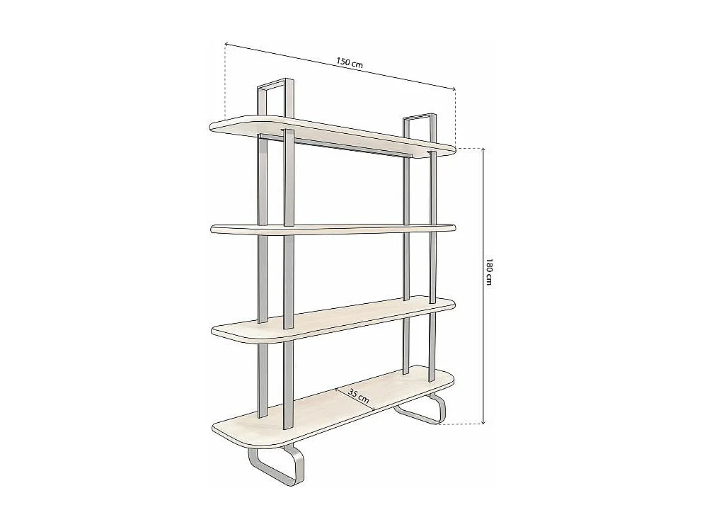 Estantería alta Padma Negro - Roble