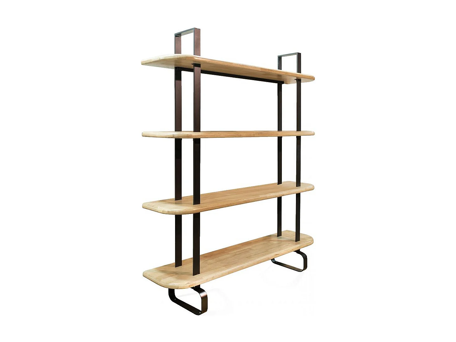 Estantería alta de 4 baldas en madera de roble y estructura en negro 180 cm Padma Negro - Roble