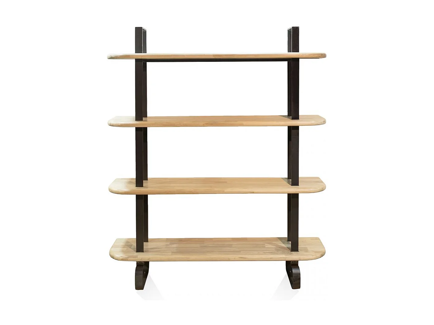 Estantería alta de 4 baldas en madera de roble y estructura en negro 180 cm Padma Negro - Roble