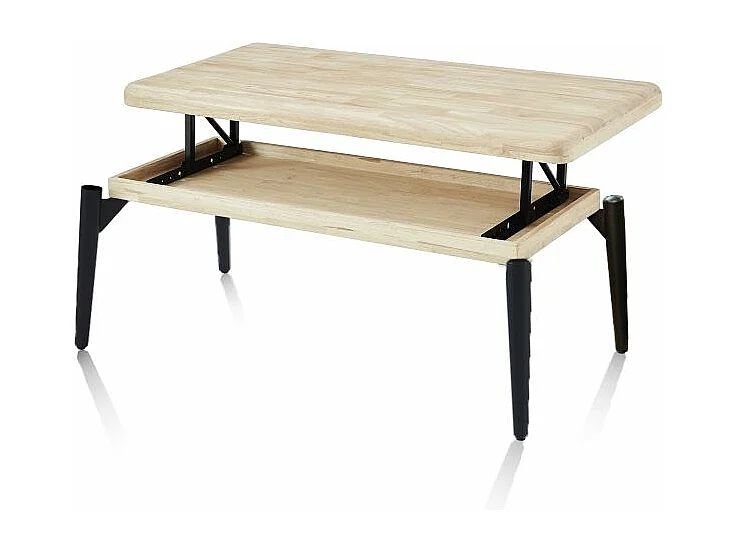 Mesa de centro elevable Padma Negro - Roble