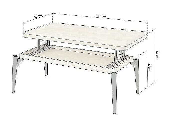 Mesa de centro elevable Padma Negro - Roble