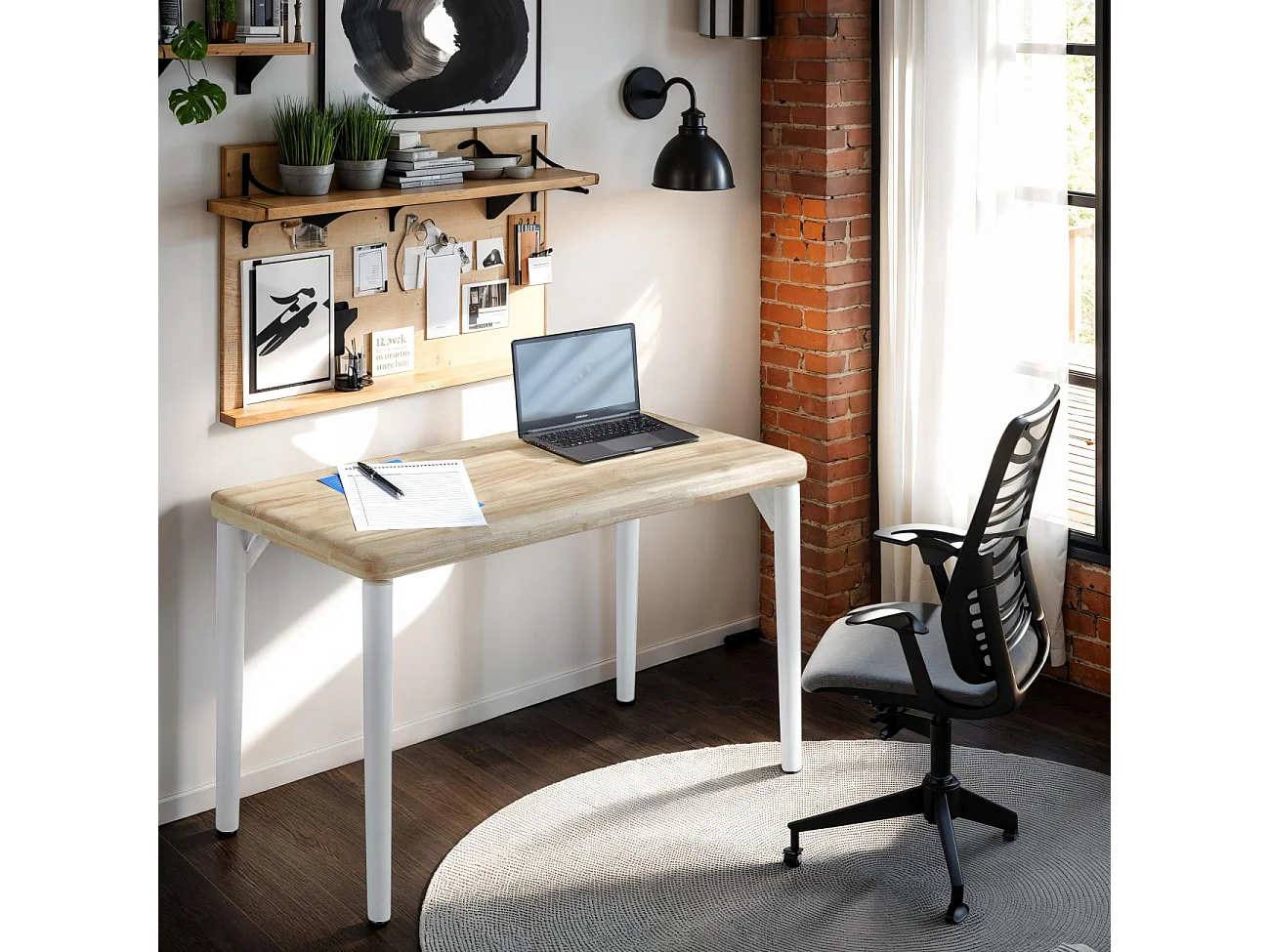 Mesa de estudio Padma Blanco - Roble