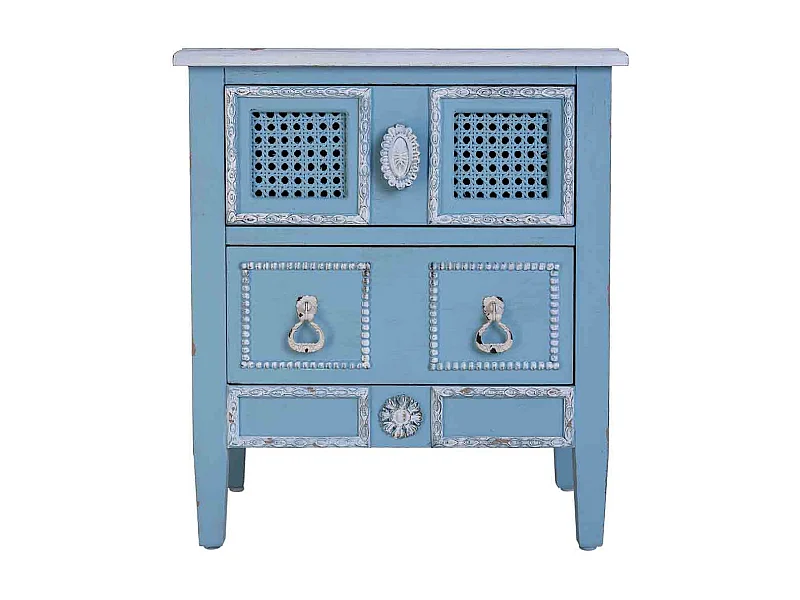 Comodino in legno laccato blu 46x32x52h cm