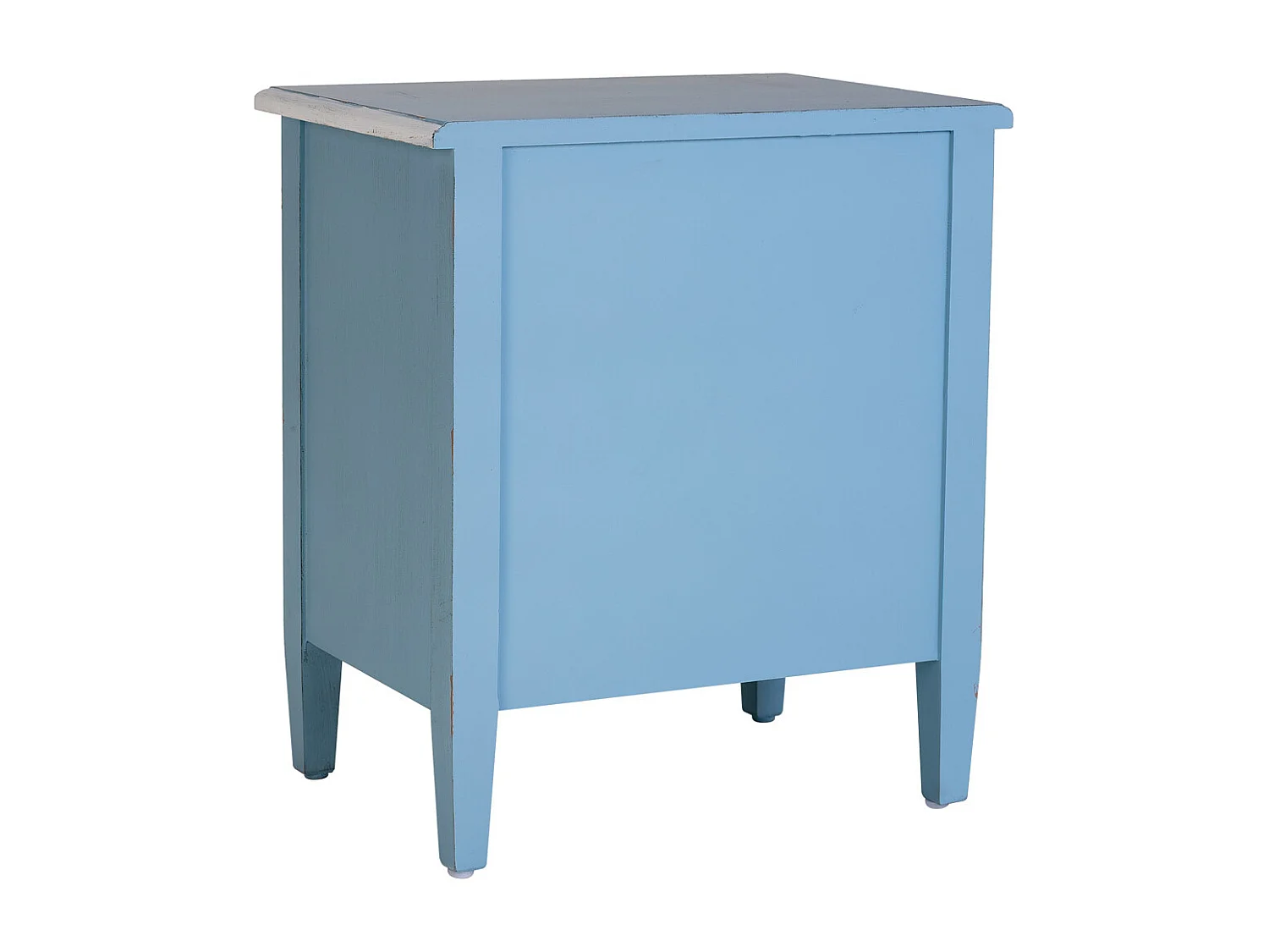 Mesa de cabeceira em madeira lacada azul 46x32x52h cm