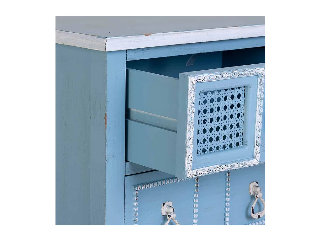 Mesa de cabeceira em madeira lacada azul 46x32x52h cm