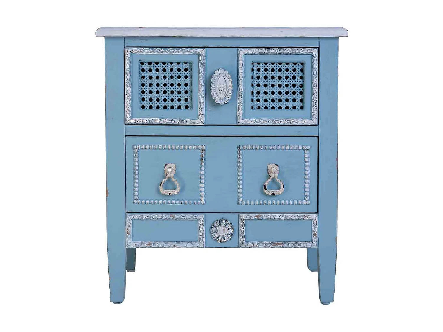 Comodino in legno laccato blu 46x32x52h cm