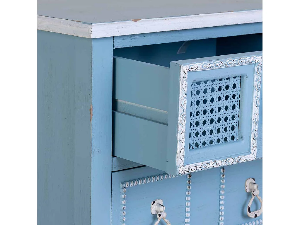 Comodino in legno laccato blu 46x32x52h cm