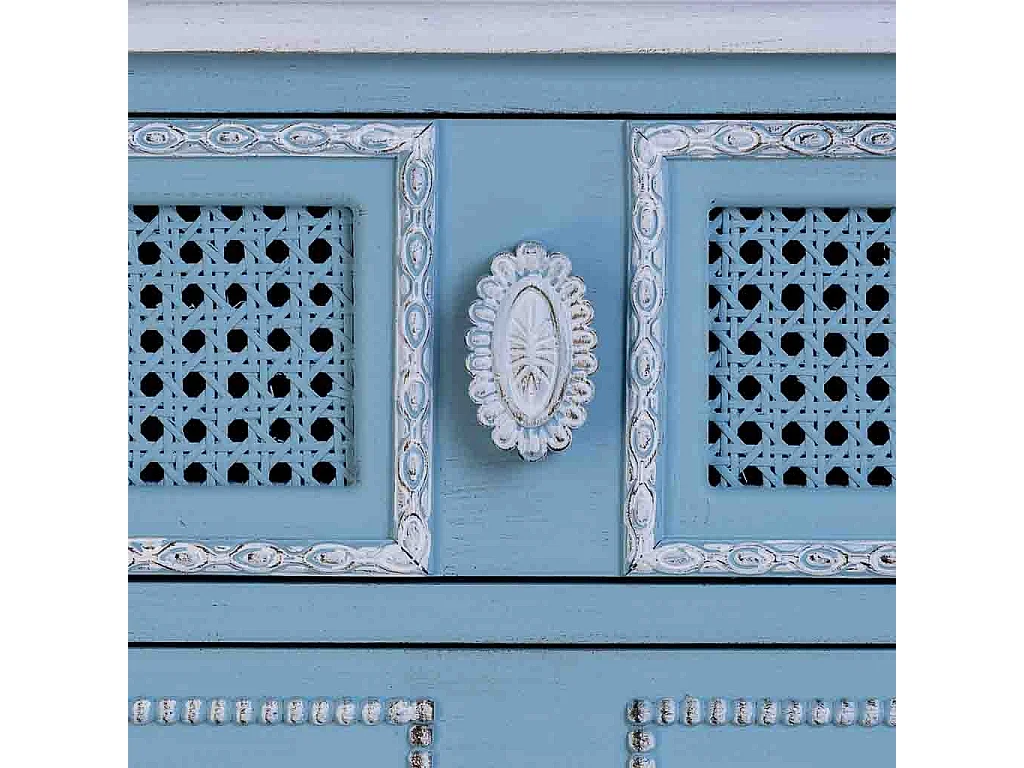 Comodino in legno laccato blu 46x32x52h cm