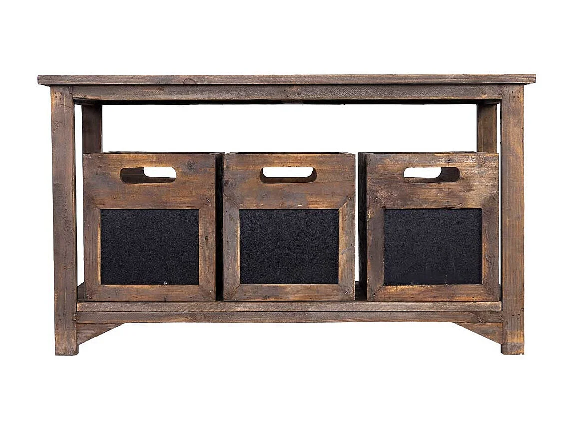 Banco de madera con 3 cajones 90x45x51h cm