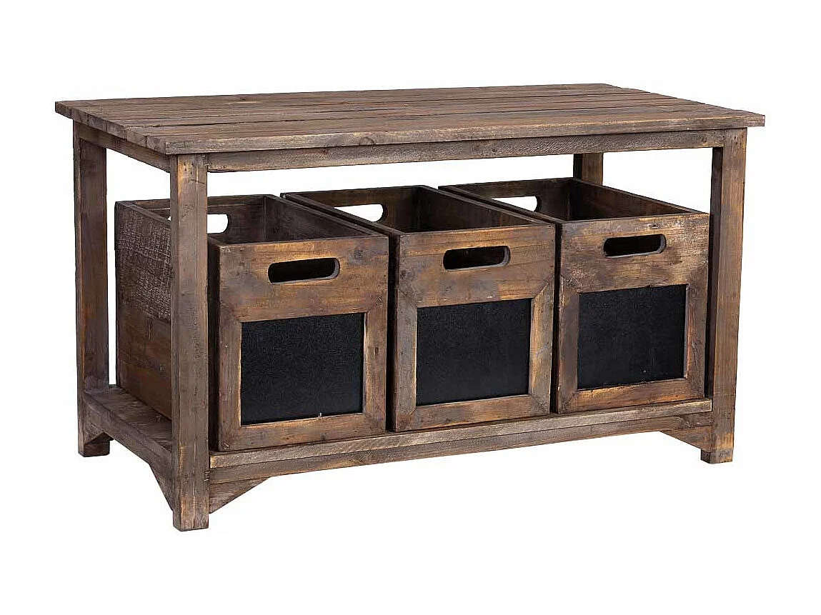 Banc en bois avec 3 tiroirs 90x45x51h cm