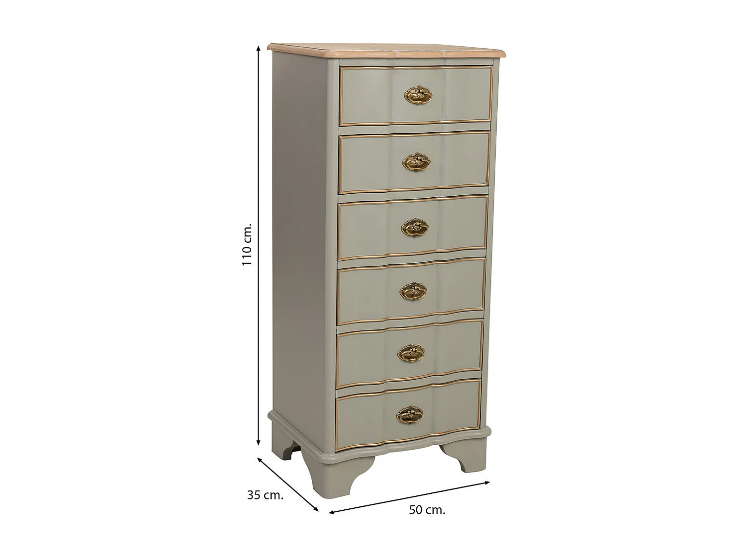 Cômoda de madeira verde 50x35x110