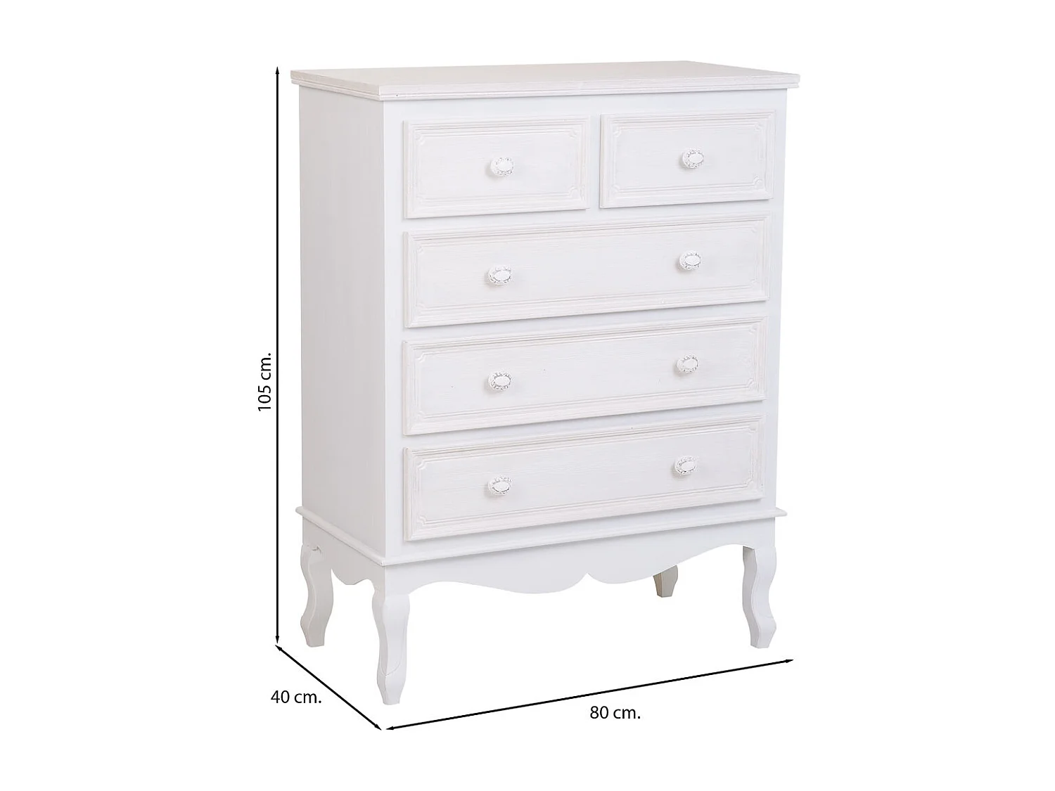 Commode en bois blanc 80x40x105