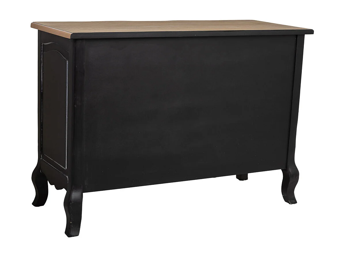 Comò in legno laccato nero invecchiato con 9 cassetti 120x51x84h cm
