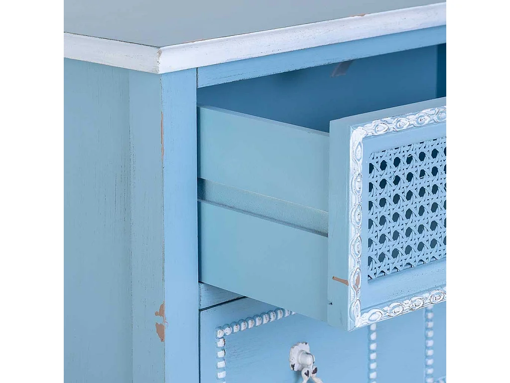 Cassettiera in legno laccato blu 56x36x119h cm
