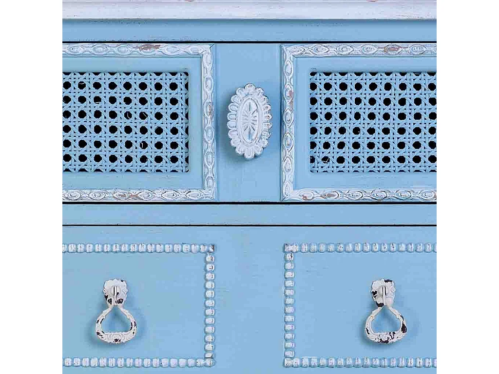 Cassettiera in legno laccato blu 56x36x119h cm